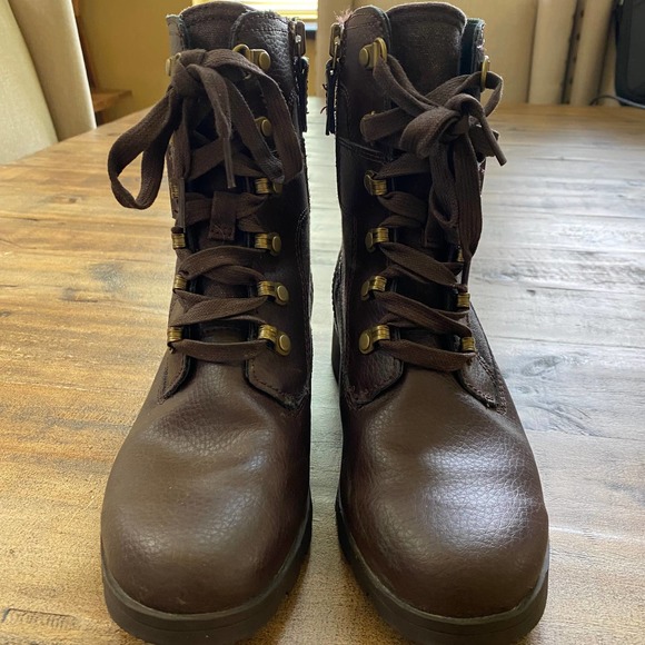Sorel Brown Emelie Conquest Waterproof Leather Lace Up Combat Boots Size 5 - Picture 5 of 11